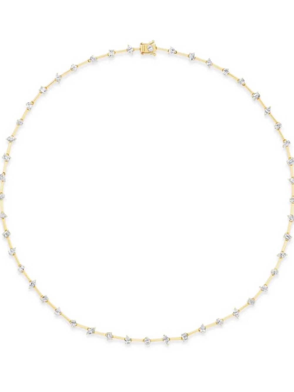 Mixed shape diamond and gold necklace 5 carats